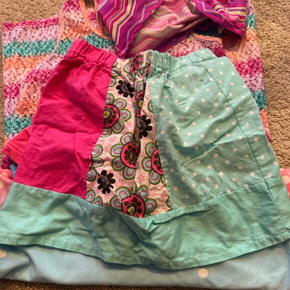 5 Piece SET of Girls Size 7 / 8 & 8 Spring & Summer Dress Swim Top Skirt Shorts - Picture 5 of 13
